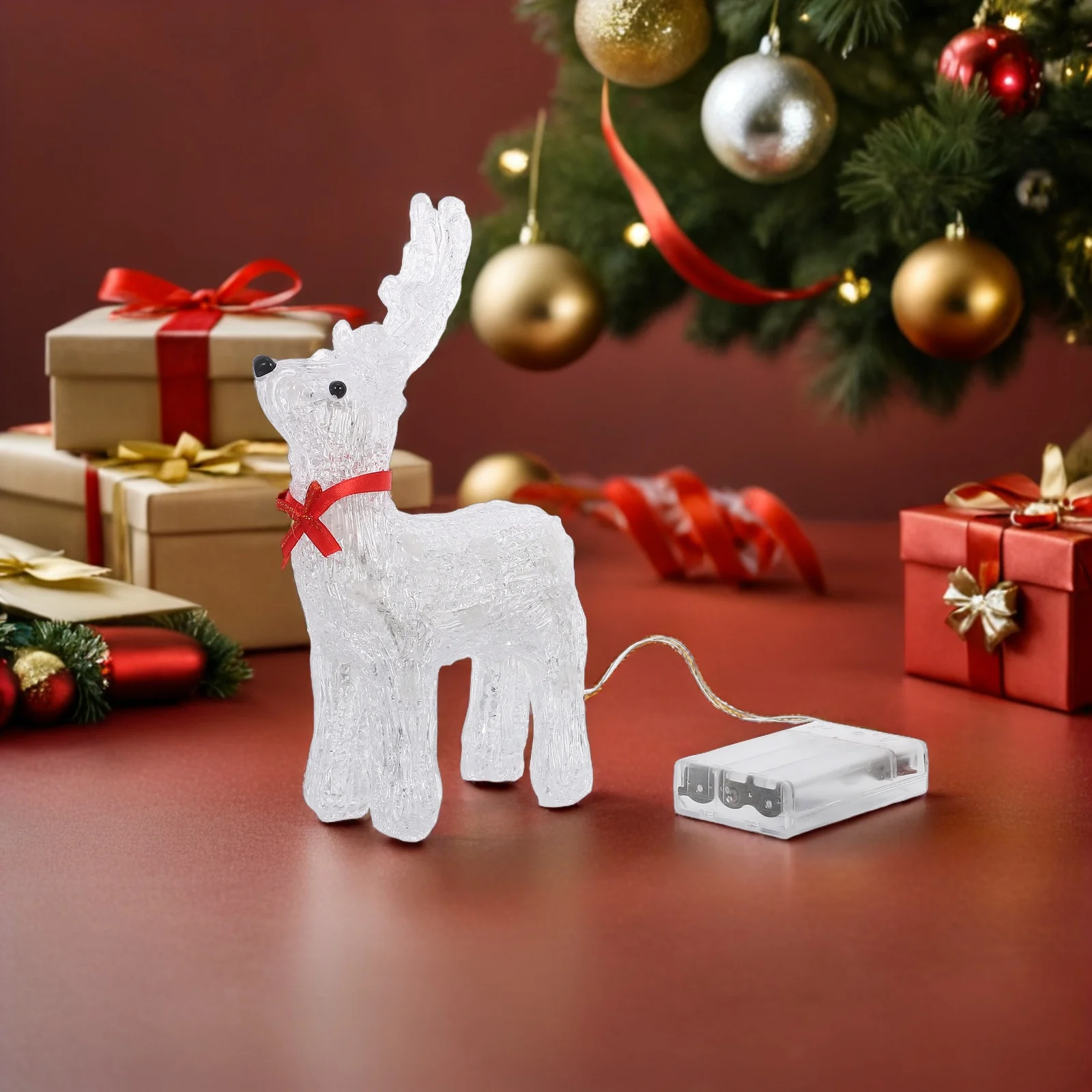 

Light-Up Reindeer Christmas Figure Plastic Sculpture Centerpiece Holiday Window Display Prop Tabletop Decor LED Festival