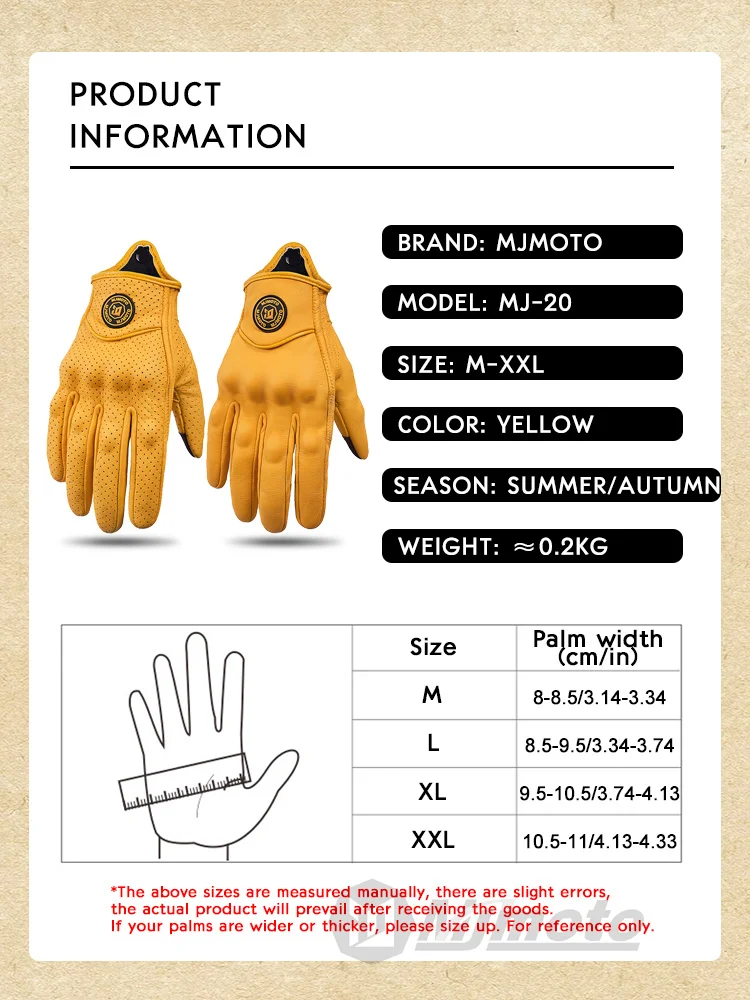 New 2024 Retro Yellow Motorcycle Riding Gloves Touchscreen Motocross Glove Comfortable Breathable Motorbike Glove Wear-resistant