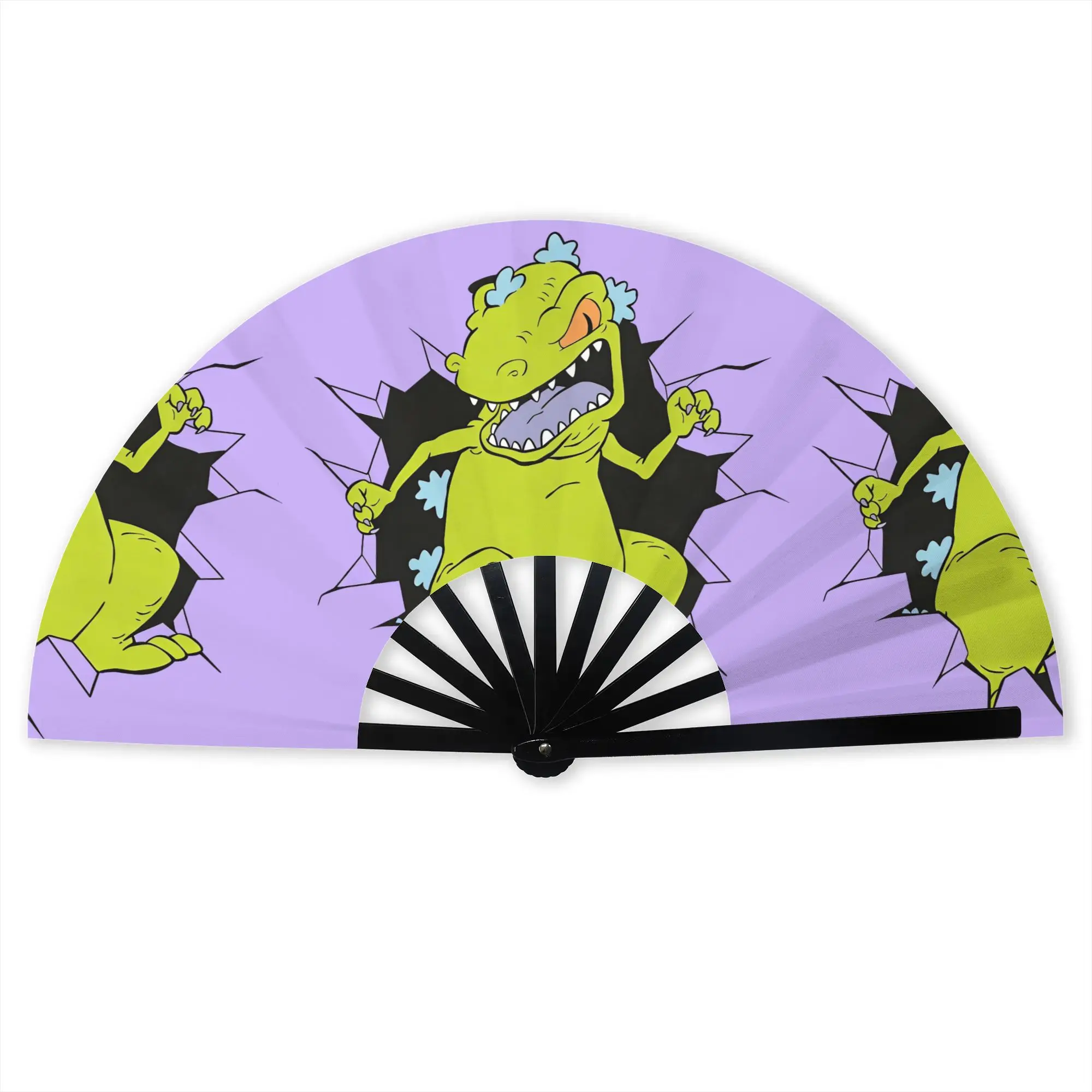 R-Rugrated Anime Comics Folding Hand Fan  DIY  Polyester Fabric Fan Funny Summer Accessory Decorative Fans