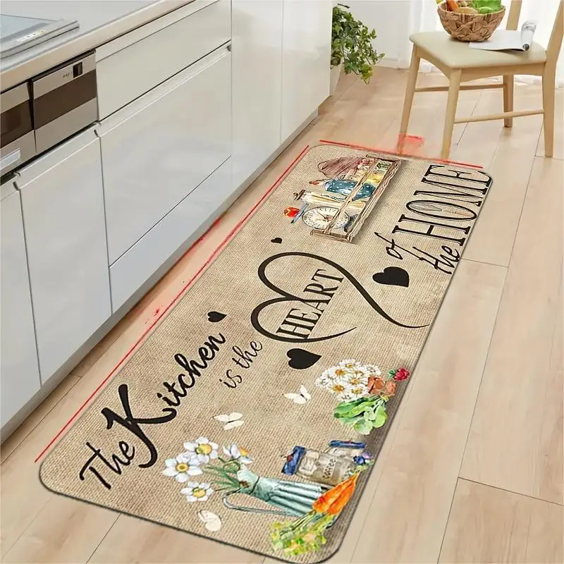 Kitchen Heart Carpet Home Quote Pattern Mat Stylish Area Rug for Kitchen Dining Room Home Decoration Living Room Decoration