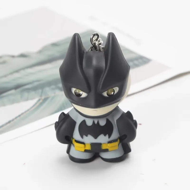 6cm The Dark Knight Rises Figures Batman Keychains Eyes Glow Figure Anime Peripherals Game Collectible Model  Birthday Gift Toys