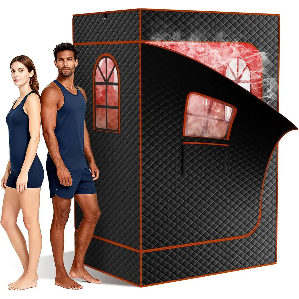 

Upgraded 2-Person Infrared Sauna Tent with Steamers, Folding Chairs, and Remote Control for Home Use
