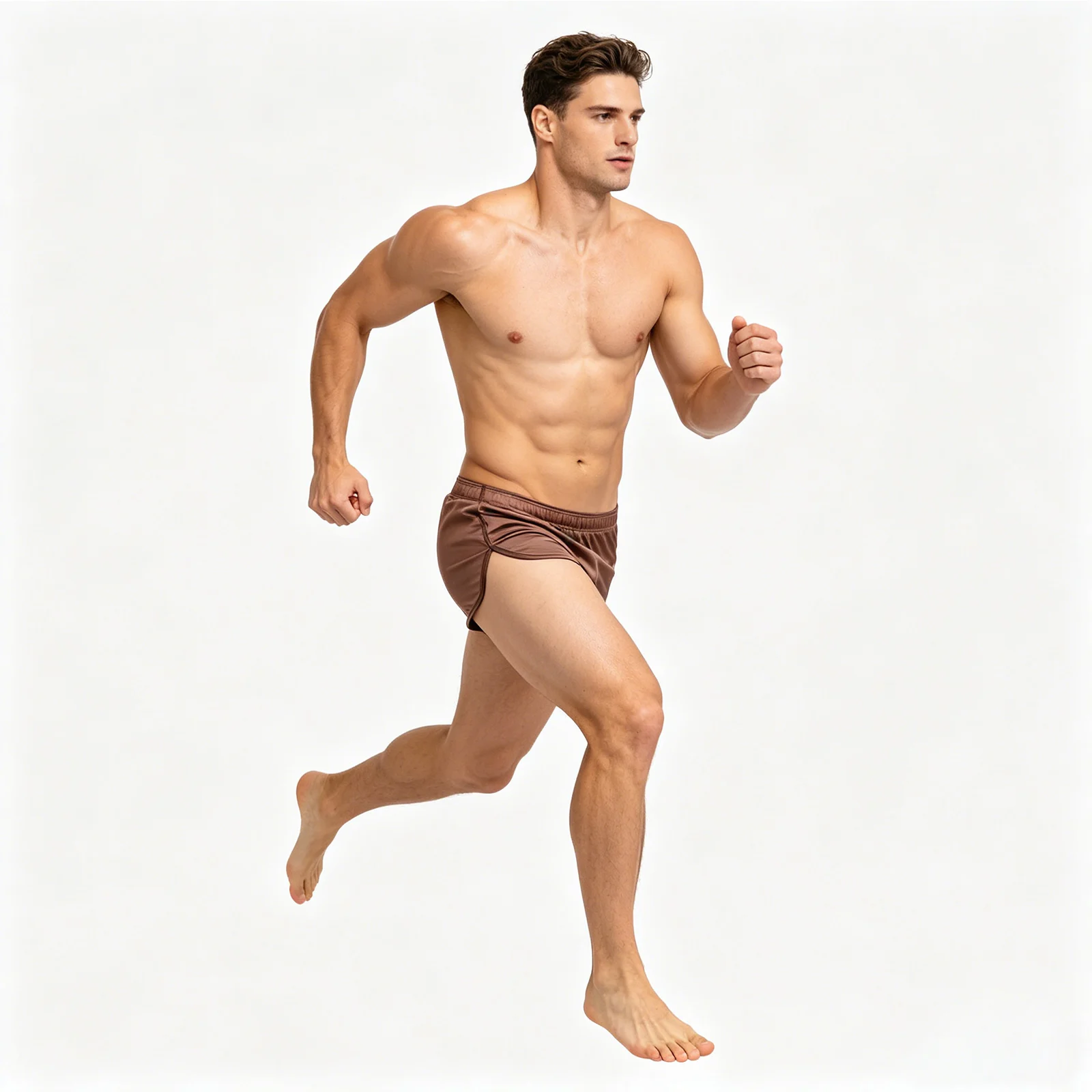 Luxuriöse Herren Schnelltrocknende Satin-Laufshorts mit Niedriger Taille und Seitenschlitz für Fitness, Workout, Sporttraining und Jogging – Detail 3