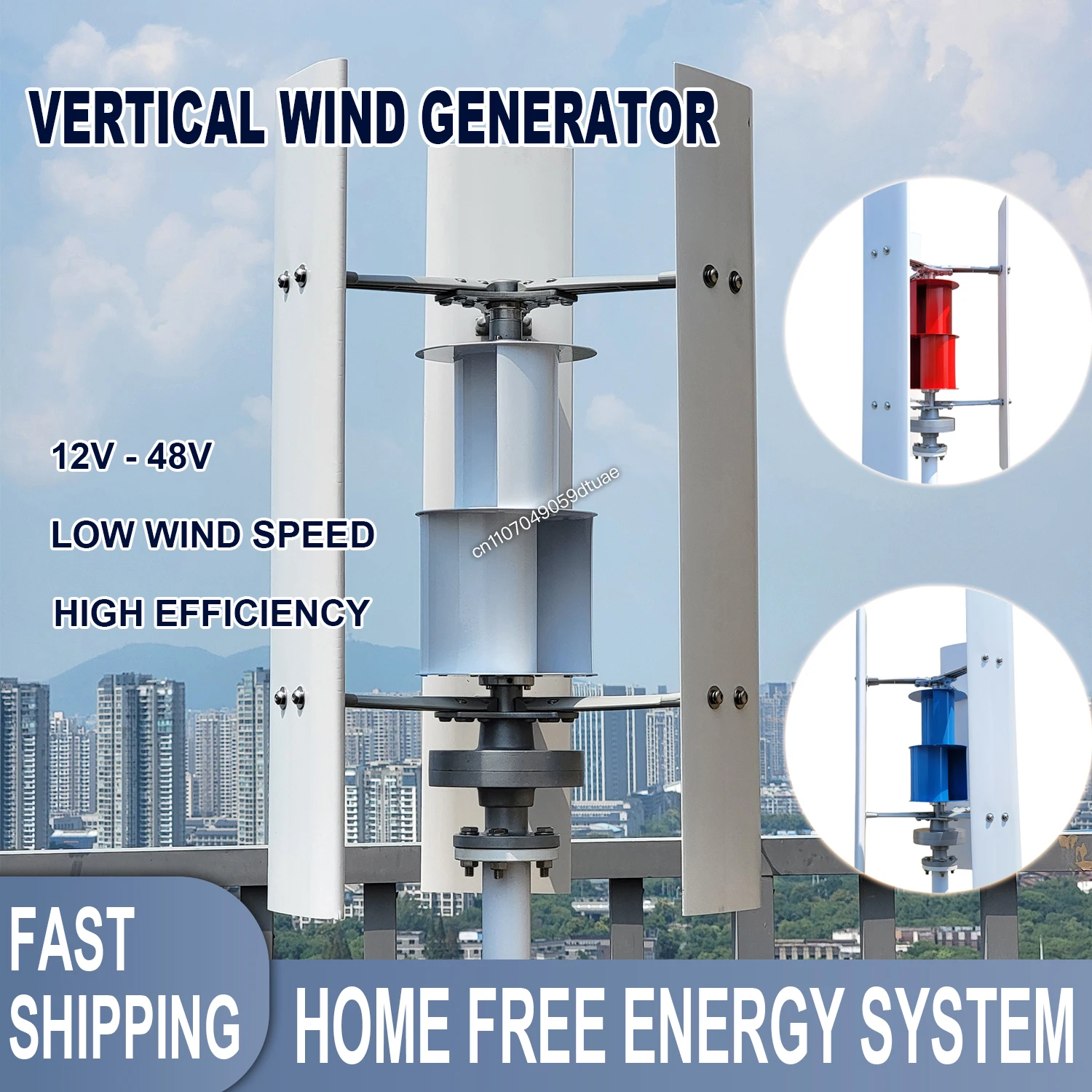 

5KW Wind Turbine Generator Vertical Axis 12V 24V 48V Free Energy Wind Power Windmill Camping Home Appliance with MPPT Charger