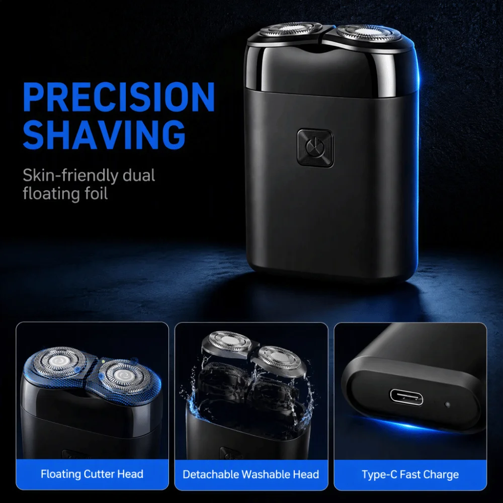 Rechargeable Electric Shaver Portable Compact Beard beard grooming Pocket-Size Lightweight Facial Shaving Tool Home Application