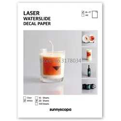 Papier de transfert de décalcomanie de glissière d'eau d'imprimante laser de couleur blanche, haute résolution, tasse de conception de bricolage, A4, 20 feuilles