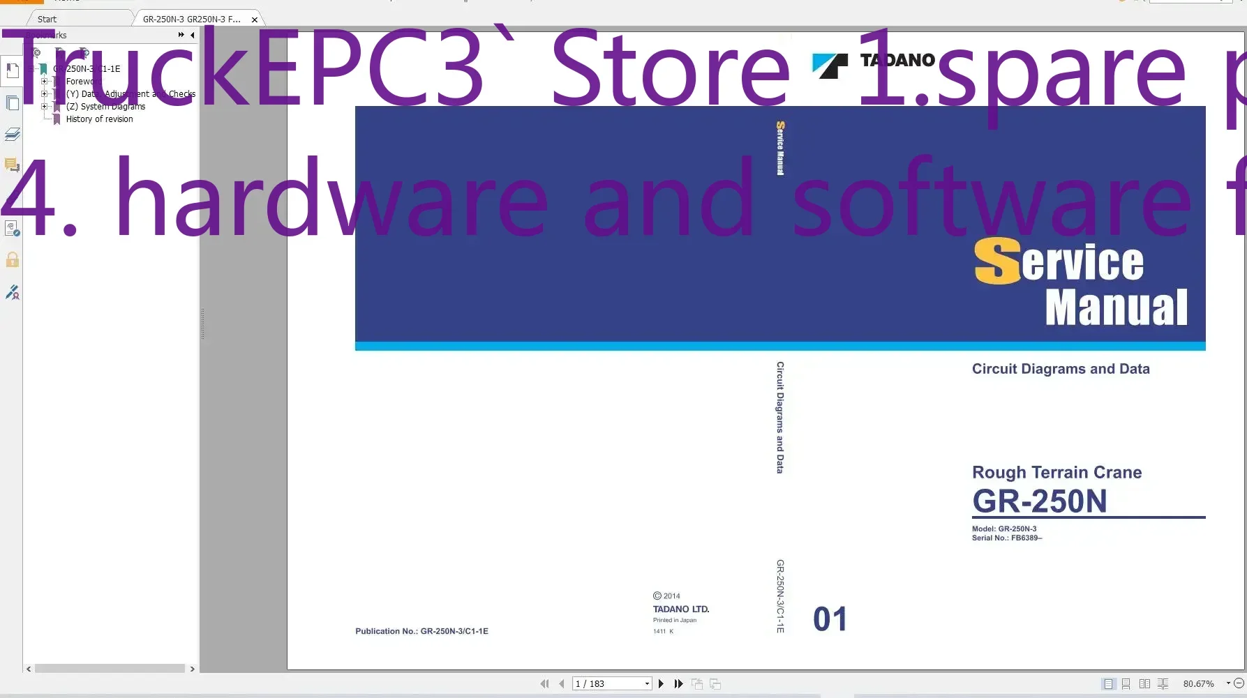 

TruckEPC3 Tadano Crane GA GR GS GT 6,0 ГБ PDF-сервис Ручная схема Схема, оператор и руководство по техническому обслуживанию DVD