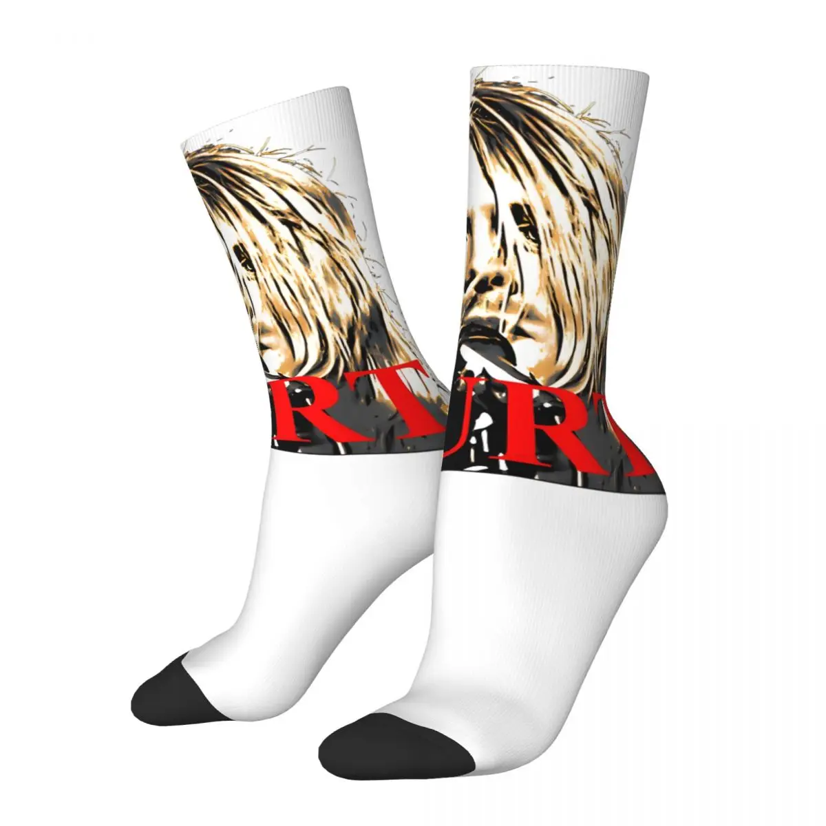 From American Men's Socks Retro Harajuku Kurt-Cobain Street Style Novelty Casual Crew Sock