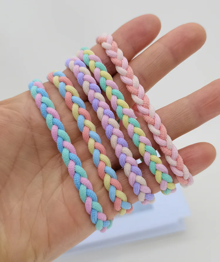 50 PCS Korean Colorful Elastic Braided Hair Ties Scrunchies for Women Girls Ponytail Holder Hair Rings Rope Accessories