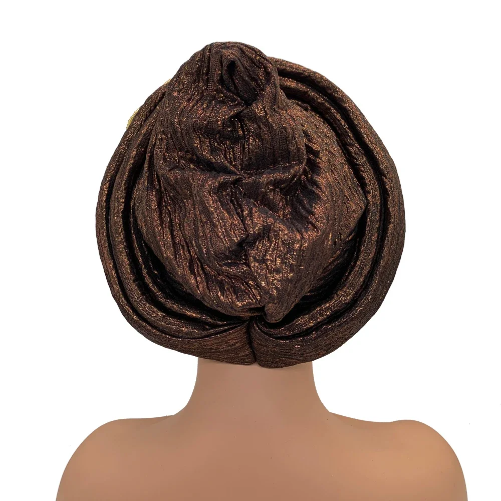 Nigeria Wedding Headgear  Turbante Mujer Fashion African Turban Cap Women\'s Autogele headtie Lady Head Wraps