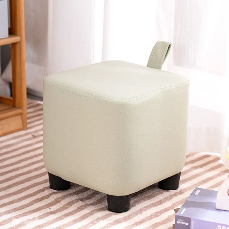 

Cute Portable Stool Household Sugar Cube Stool Living Room Soft Leather Elastic Shoe Changing Stool Modern Simple Pedal Ottomans