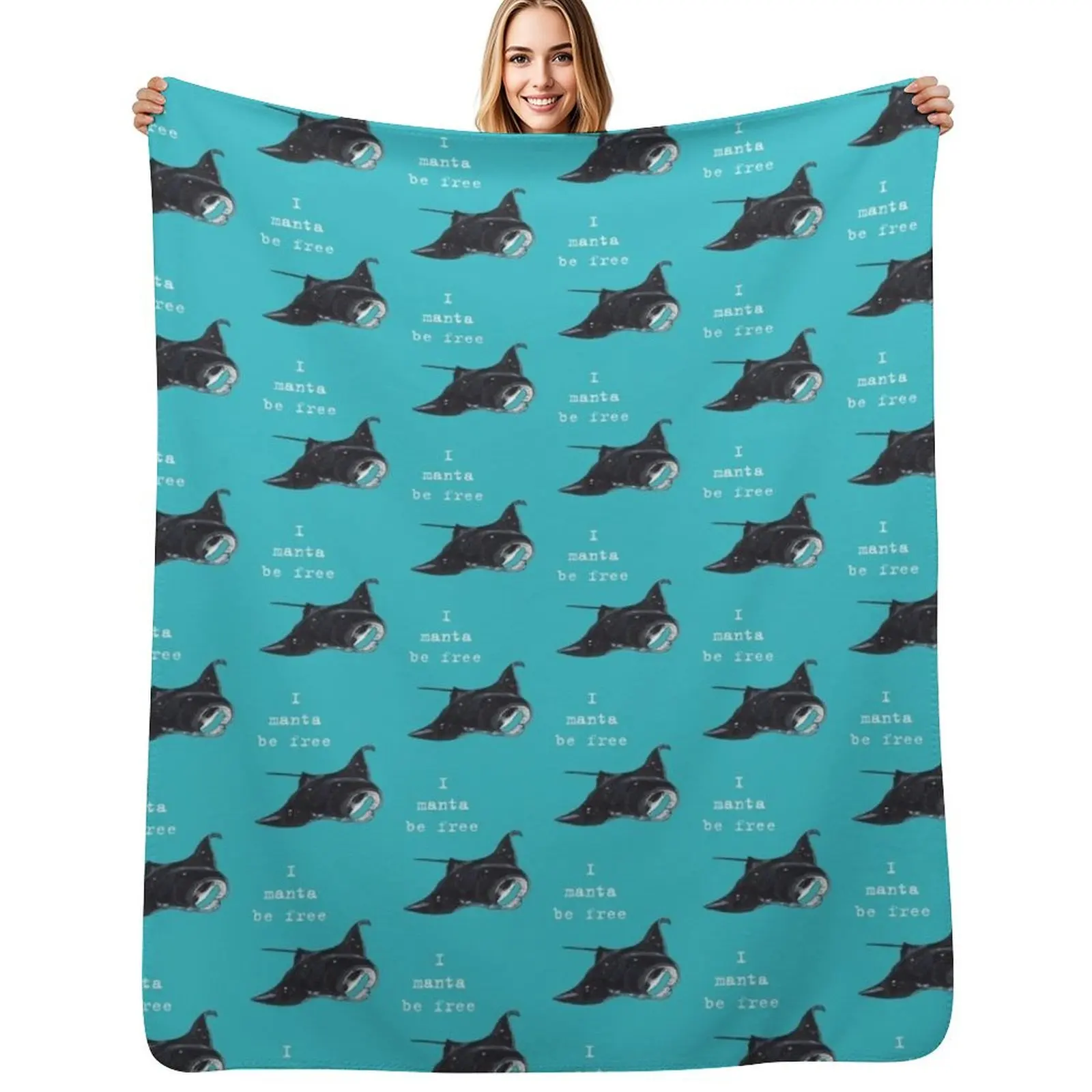 

Manta ray - Animal series Throw Blanket Camping Cute warm for winter Moving Blankets