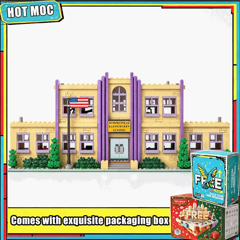 2733PCS Modular Classic Elementary School House Model MOC Building Blocks Custom Puzzle Architecture DIY Educational Toy Gifts