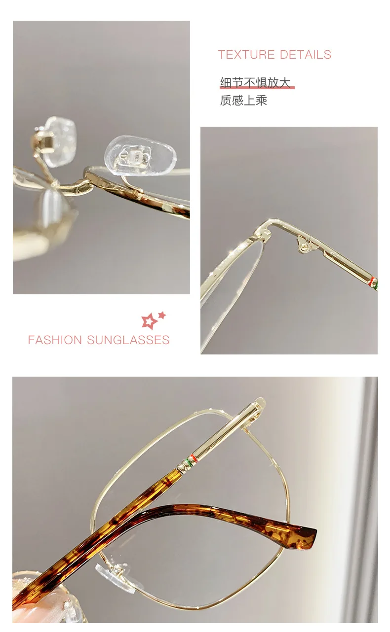 0,5 -0,75 -1,25 Photochrome Myopie-Brille, goldener Rahmen, Anti-Blaulicht-Schutz, Business-Brille mit flachem Licht, große Rahmenlinse – Detail 3