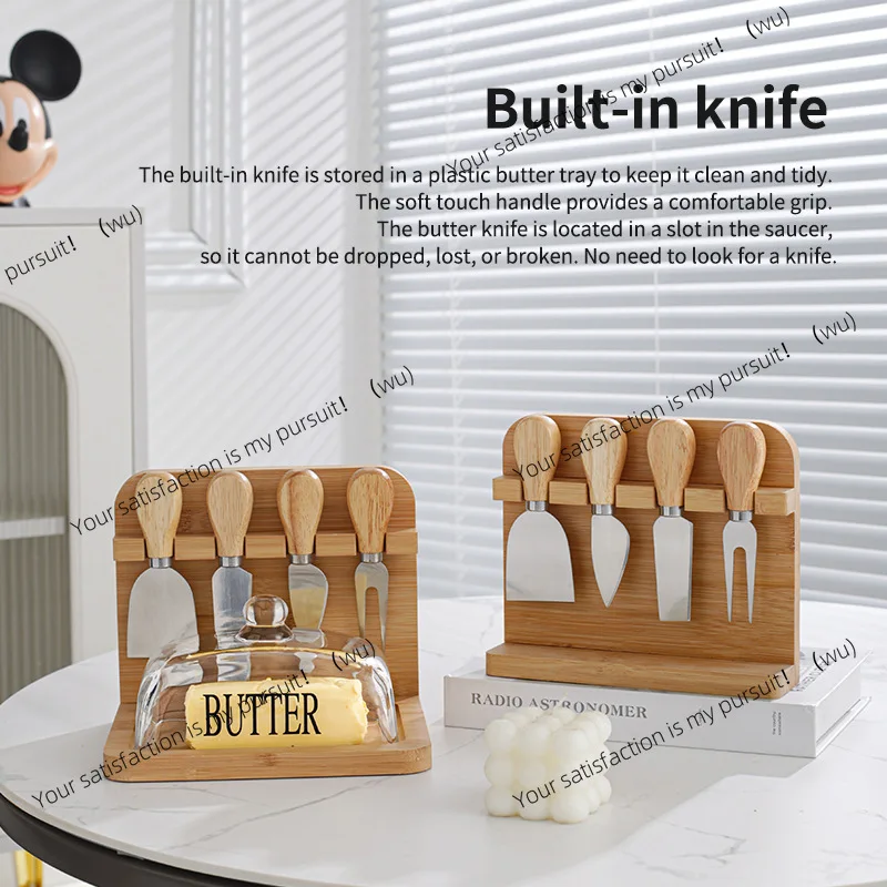 Rectangle Glass Butter Box Selected with Knife and Fork Cream Knife Holder Multifunctional Storage Holder