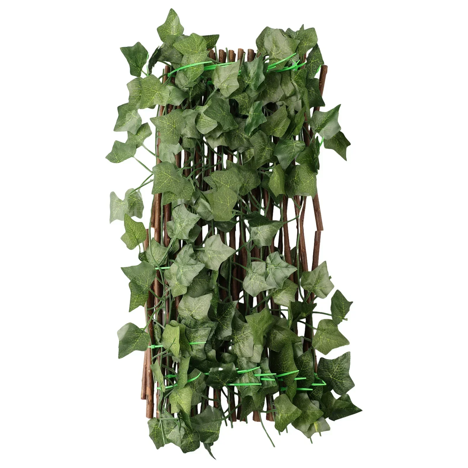 Artificial Ivy Leaves Privacy Screen, Garden Screening Expanding Trellis Fence, High Simulation Technology, Fresh Green Color