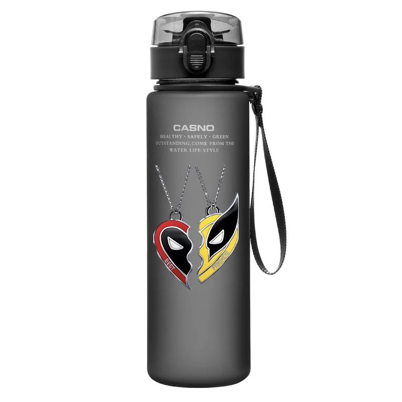 Bouteille d'eau Deadpool et Wolverine pour fan, collier, tasse, film Marvel, sports de plein air, grande capacité, cadeaux, 560ml