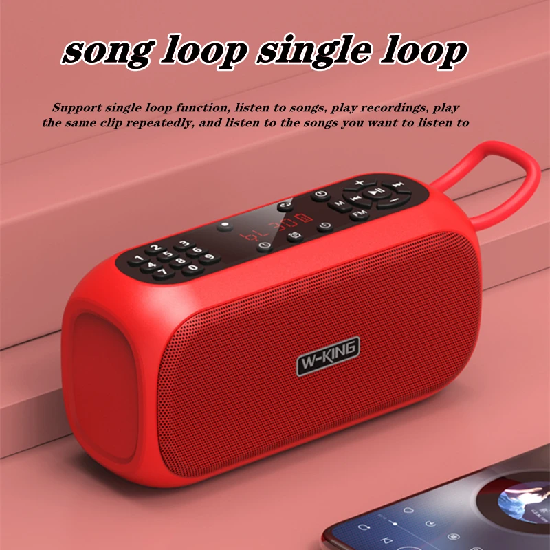 W-KING-altavoz portátil X3 con Bluetooth, Radio FM, despertador, Digital, bajo demanda, altavoces duales, compatible con tarjeta TF, reproducción