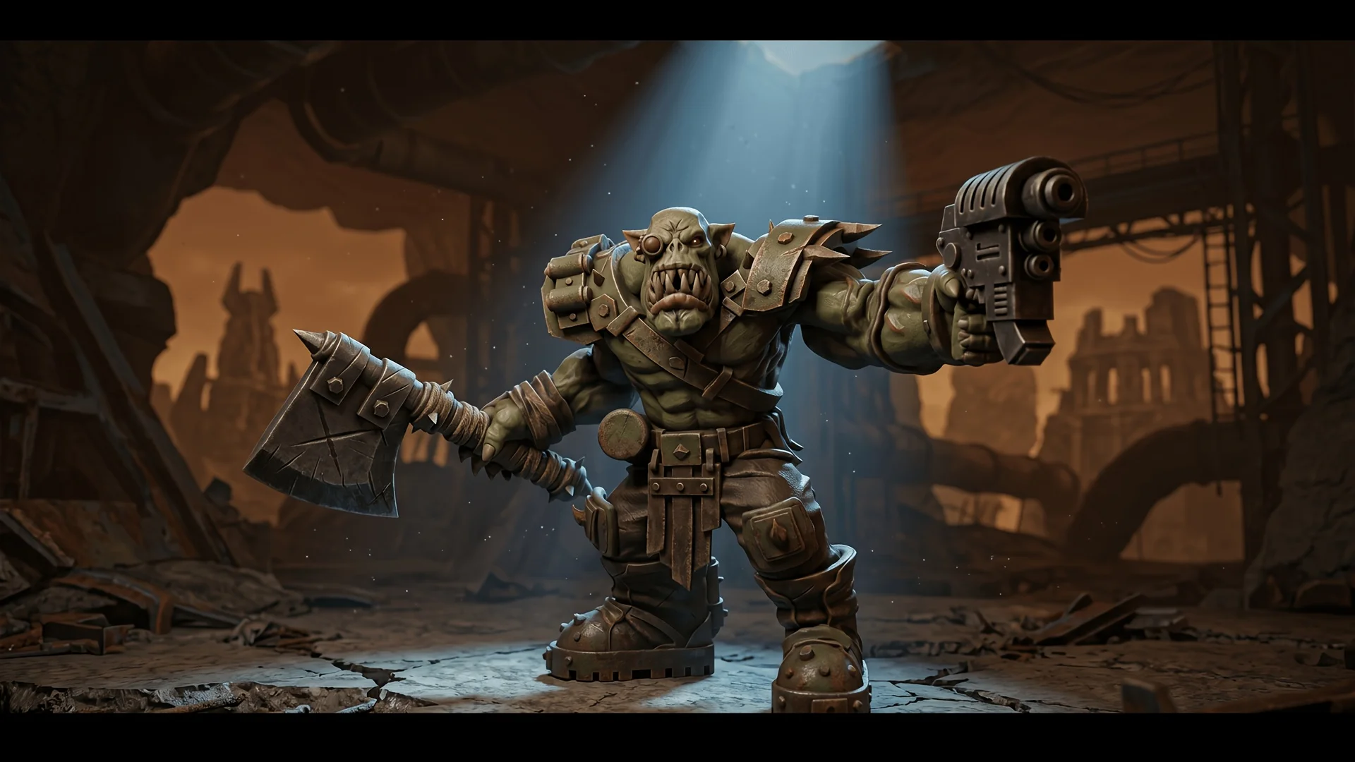 Fantasy Orc Warrior Miniature Set, Unpainted 3D Printed Models for Tabletop RPG and Collecting