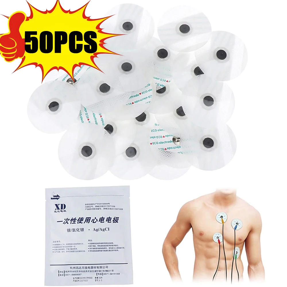 

50PCS/Bag Electrode Patch Medical Disposable ECG EKG Accessories Non-Woven Electrode Pads Electrocardiogram Muscle Stimulator