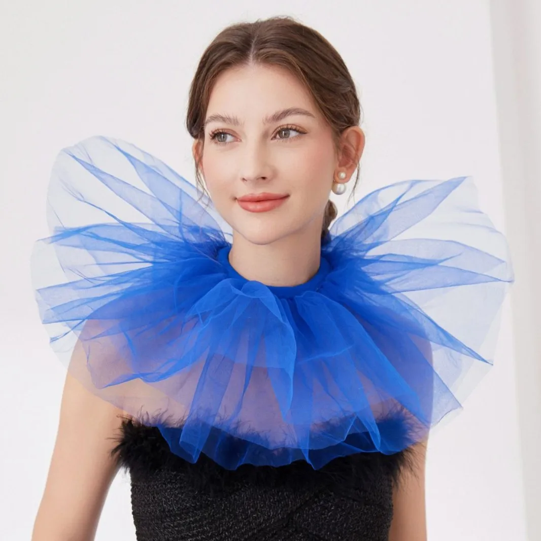 New Exaggerated Colorful Clown Ruffled Multi-Layer Tulle Detachable Collar Stage Performance Accessory Photography Prop