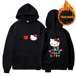 Hello Kitty Thin Hoodie Sweatshirts Men Women Autumn Casual Pullover Boys Girls Harajuku Streetwear Hooded Pullover Sportwear