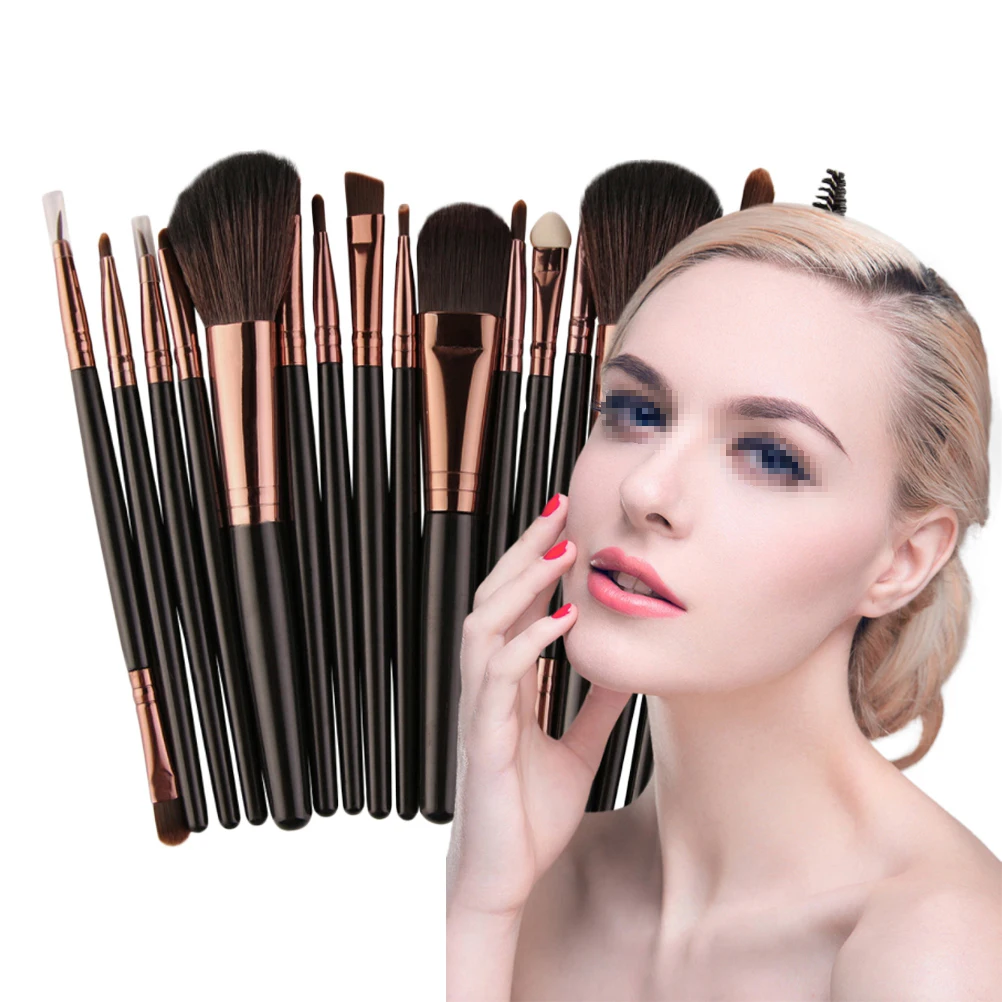 Ensemble de pinceaux de maquillage professionnels, 18 pièces, Kit de pinceaux cosmétiques, poils en Nylon, manche en plastique, pinceaux pour poudre, Blush, usage quotidien pour femmes