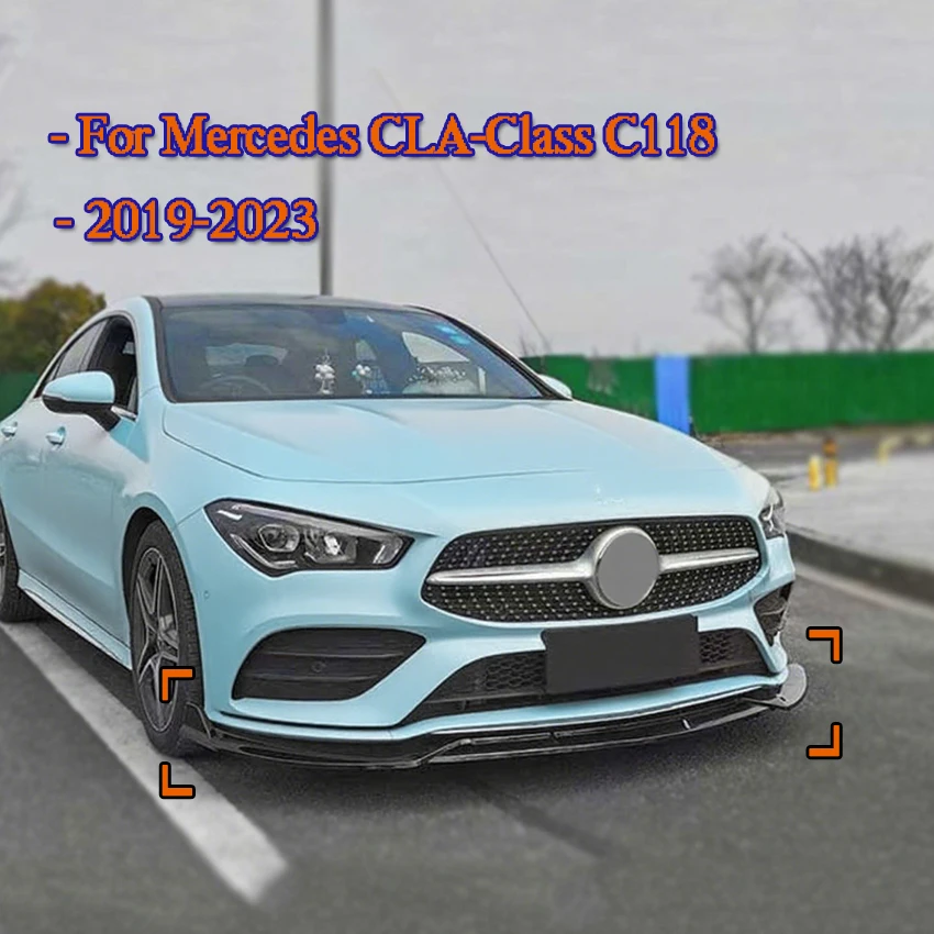 

Front Bumper Lip Spoiler Splitter Diffuser For Mercedes-Benz CLA-Class C118 W118 X118 2019-2023 Gloss Black/Carbon Look Tuning