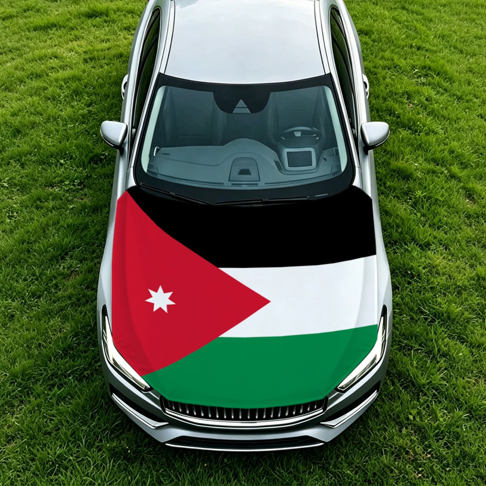 3.8x5.3ft Jordan Car Hood Cover Flag Swiss Confederation Car Bonnet Banner Elastic Fabrics Windproof