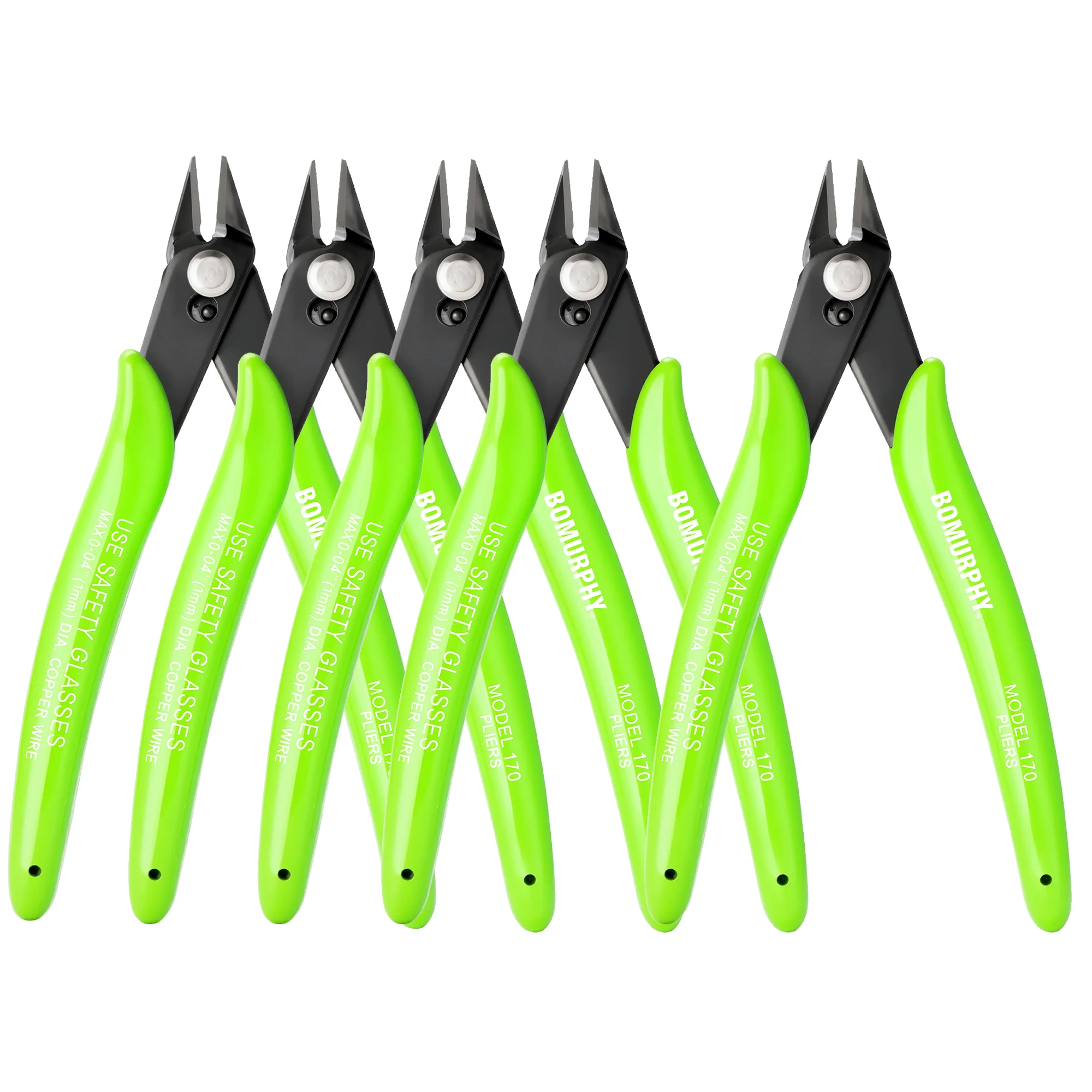 Cortadores diagonales de 170 mm con mango verde, mini alicates de corte de alambre para herramientas manuales y bricolaje