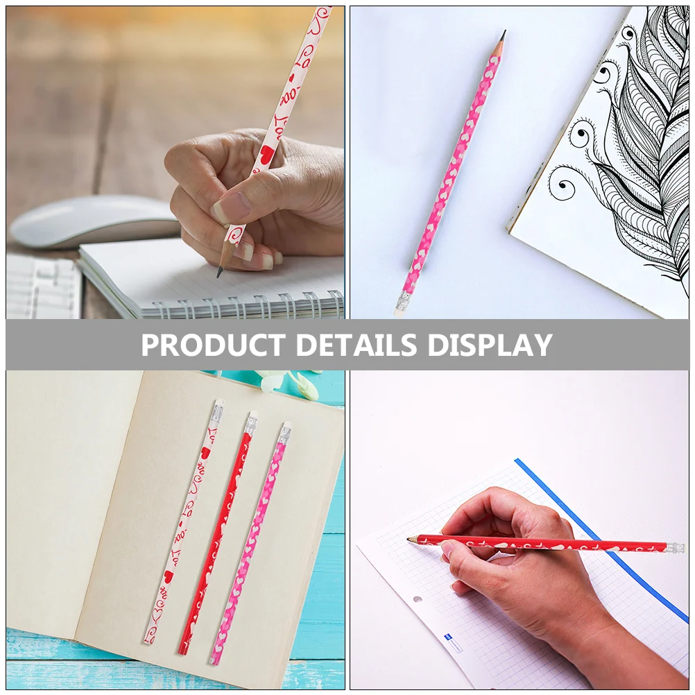 100 Pcs Multi-function Pencils Sketch Students Supply Heart-pattern for Examination
