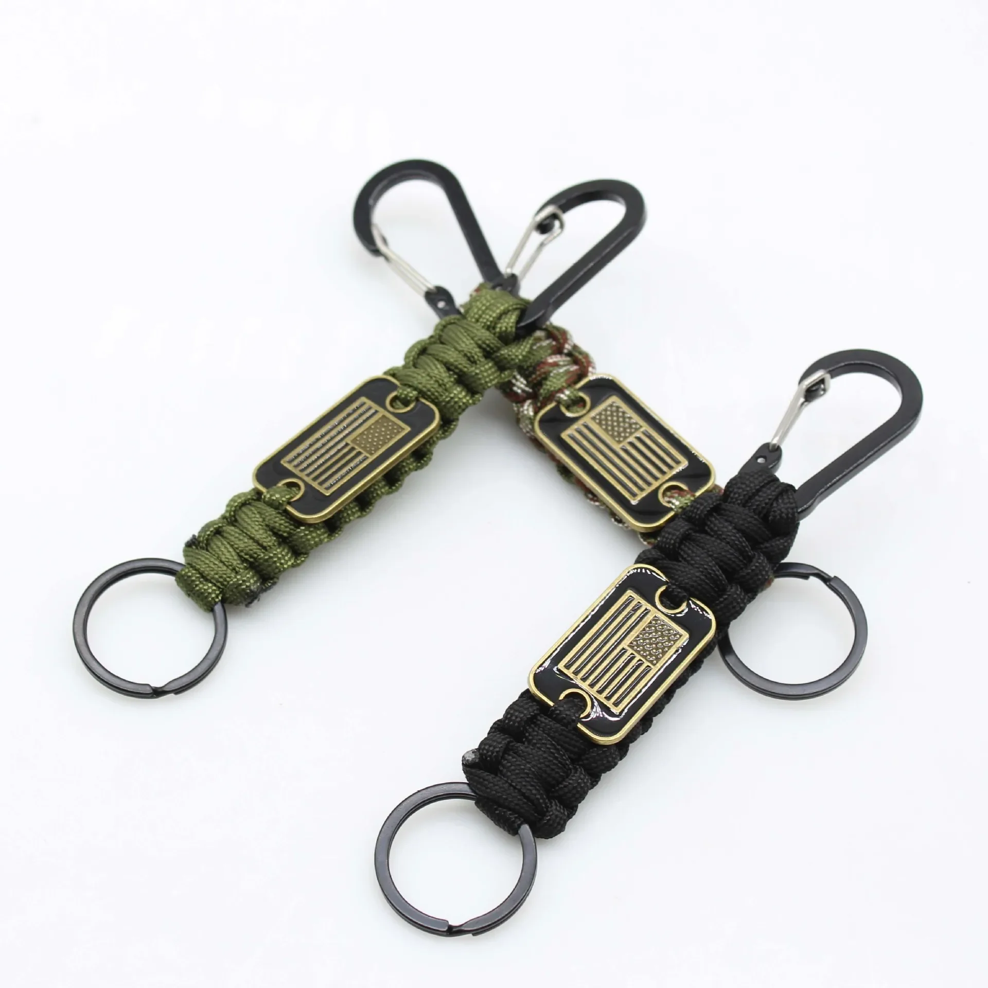 Outdoor Keychain Ring Camping Carabiner Military Paracord Cord Rope Camping Survival Kit Emergency Knot Bottle Opener Tools