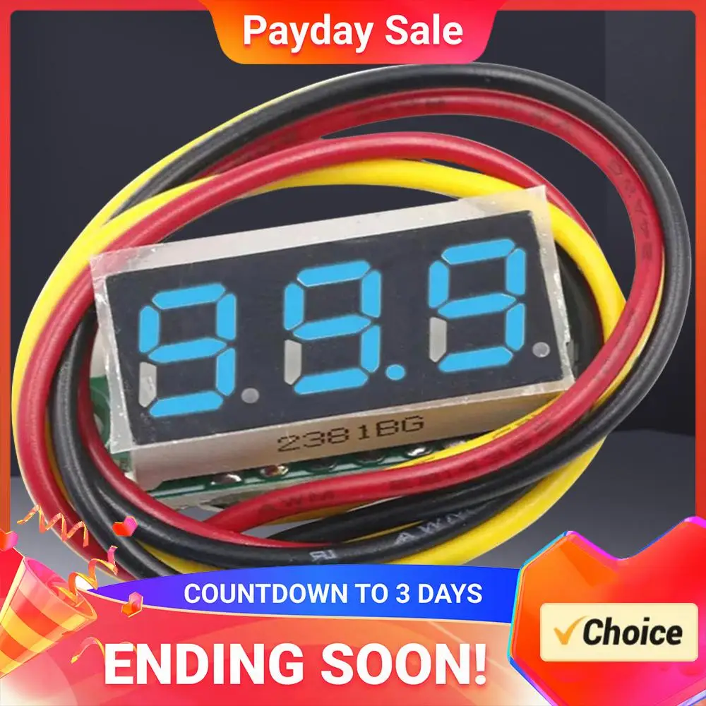 3 Wires Digital Voltmeter 0-100V 0.28 Inch Mini Voltage Tester Red/Blue/Yellow/Green Gauge Tester Accurate  Measurement
