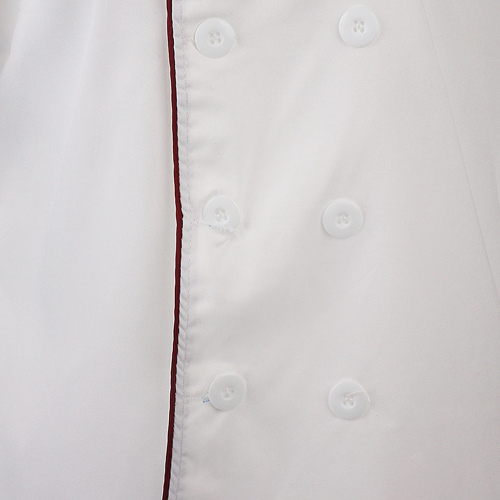 Męski Damski Uniform Kucharski Jednorzędowy Płaszcz Kucharza Krótki Rękaw L Czerwony