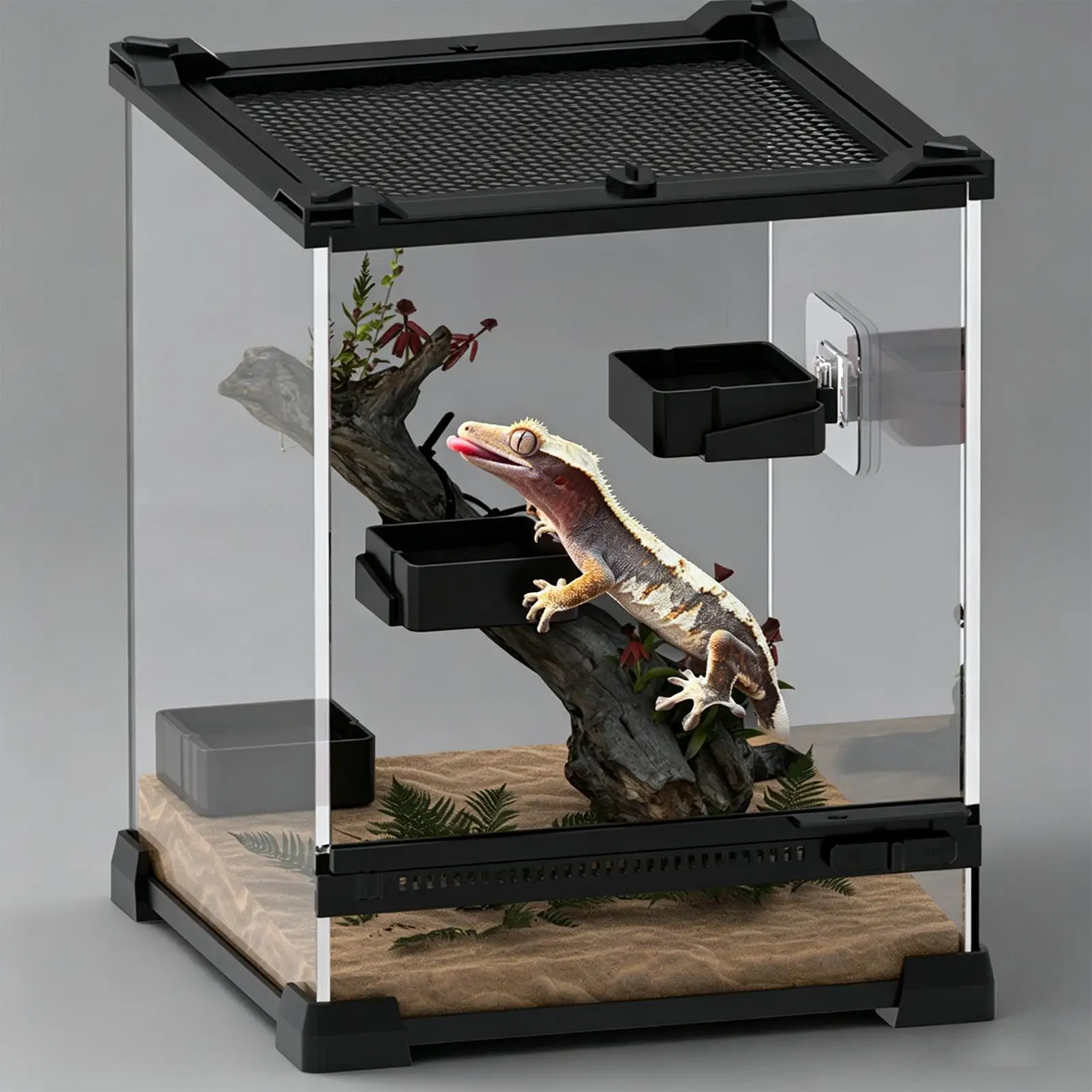 Gecko Food Dish Food Grade Wall Mount Universal Water Bowl Gecko Water Dish Feeder Bowl for Iguana Leopard Gecko Bearded Dragon