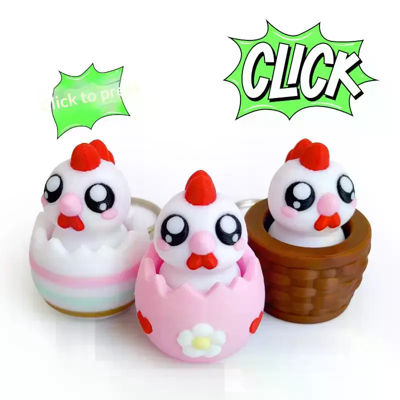 Chicken Egg Rabbit Button Keyboard Clicker: Stress Relief Sensory Fidget Keychain Backpack Pendant