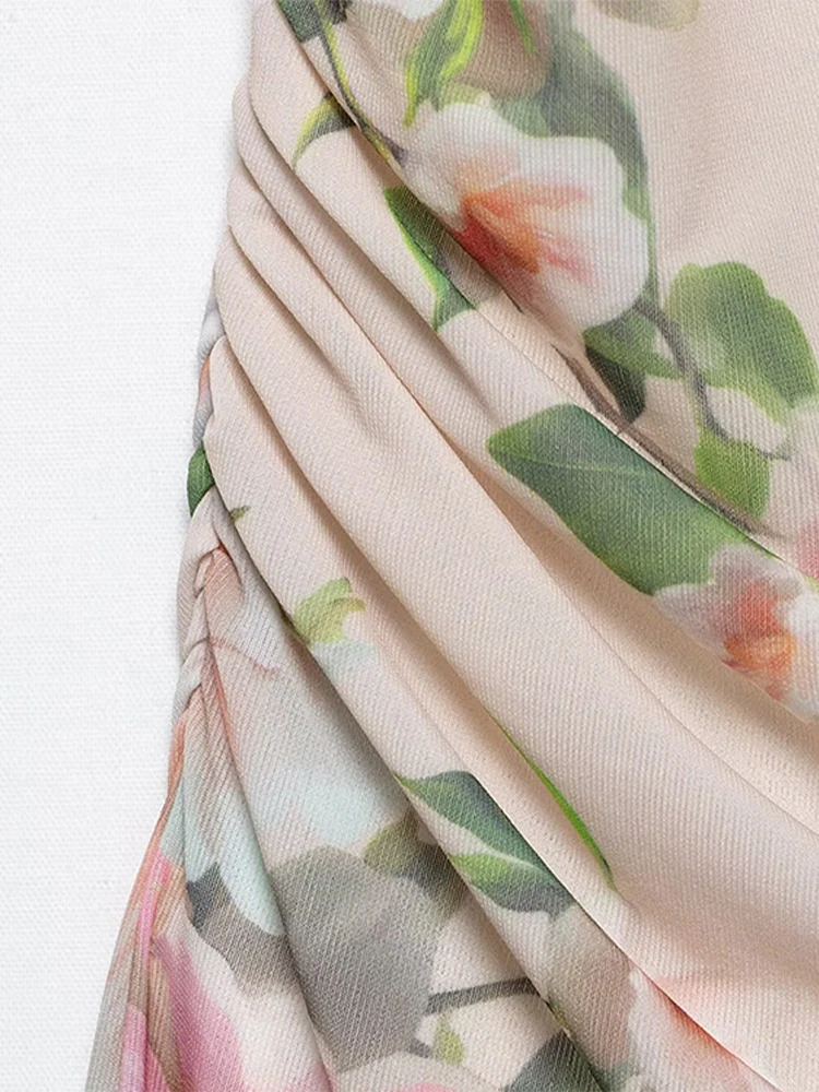 Flor impressa feminino estilingue vestidos longos casual rendas até sem costas hip pacote feminino onda-borda em camadas vestido de férias senhora roupões