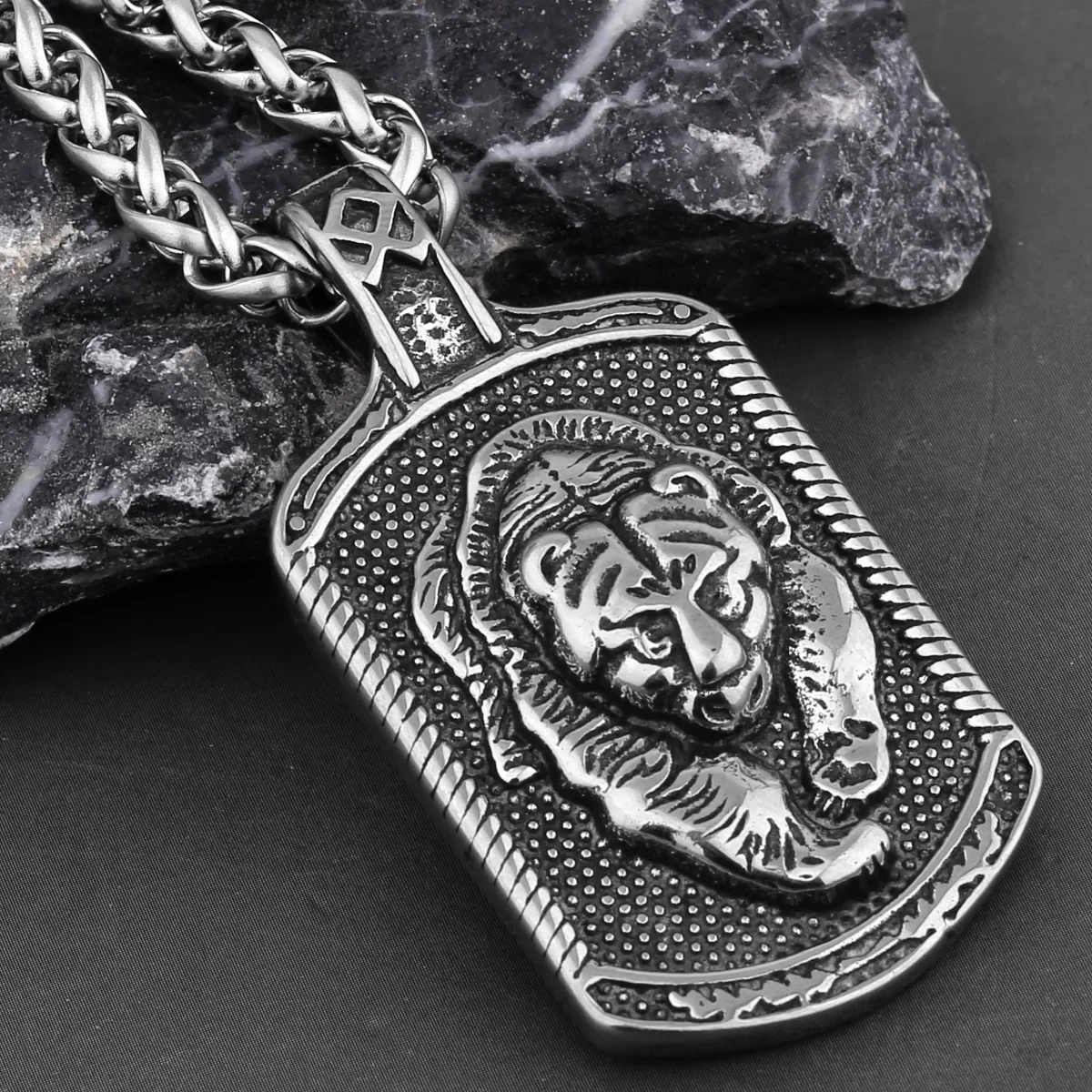 

Viking War Bear Men's Hanging Tag Stainless Steel Pendant Men's Necklace