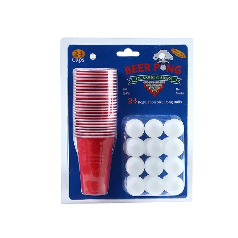 1 Set of 24 pcs Disposable Cup Plastic Cup Beer Pong Game Kit Tennis Balls Cups Board Games Party Supplies for KTV Bar Pub