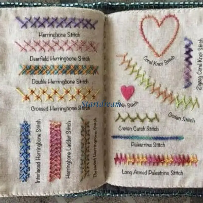 Embroidery Book Stitching Book with Needle Sewing Book Handmade Craft Sewing Tool for Sewing Techniques K92C