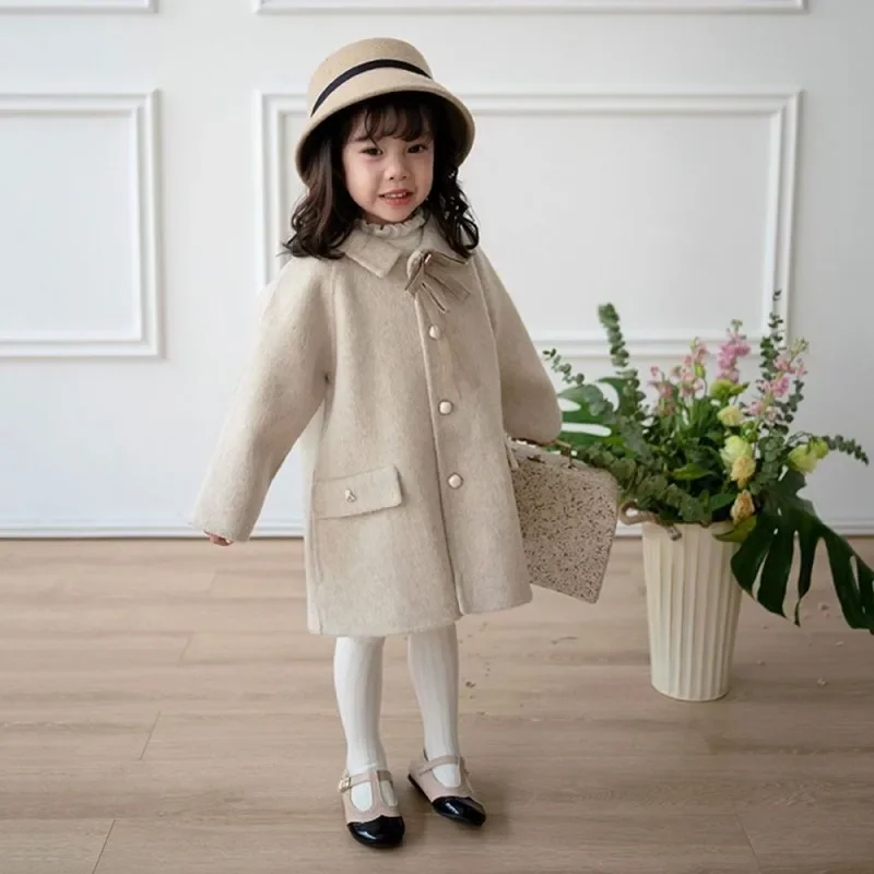 

Girls Woolen Coat Jacket Cotton Outwear Overcoat Lovable Warm Thicken Plus Velvet Winter Autumn Teenager Children E4046