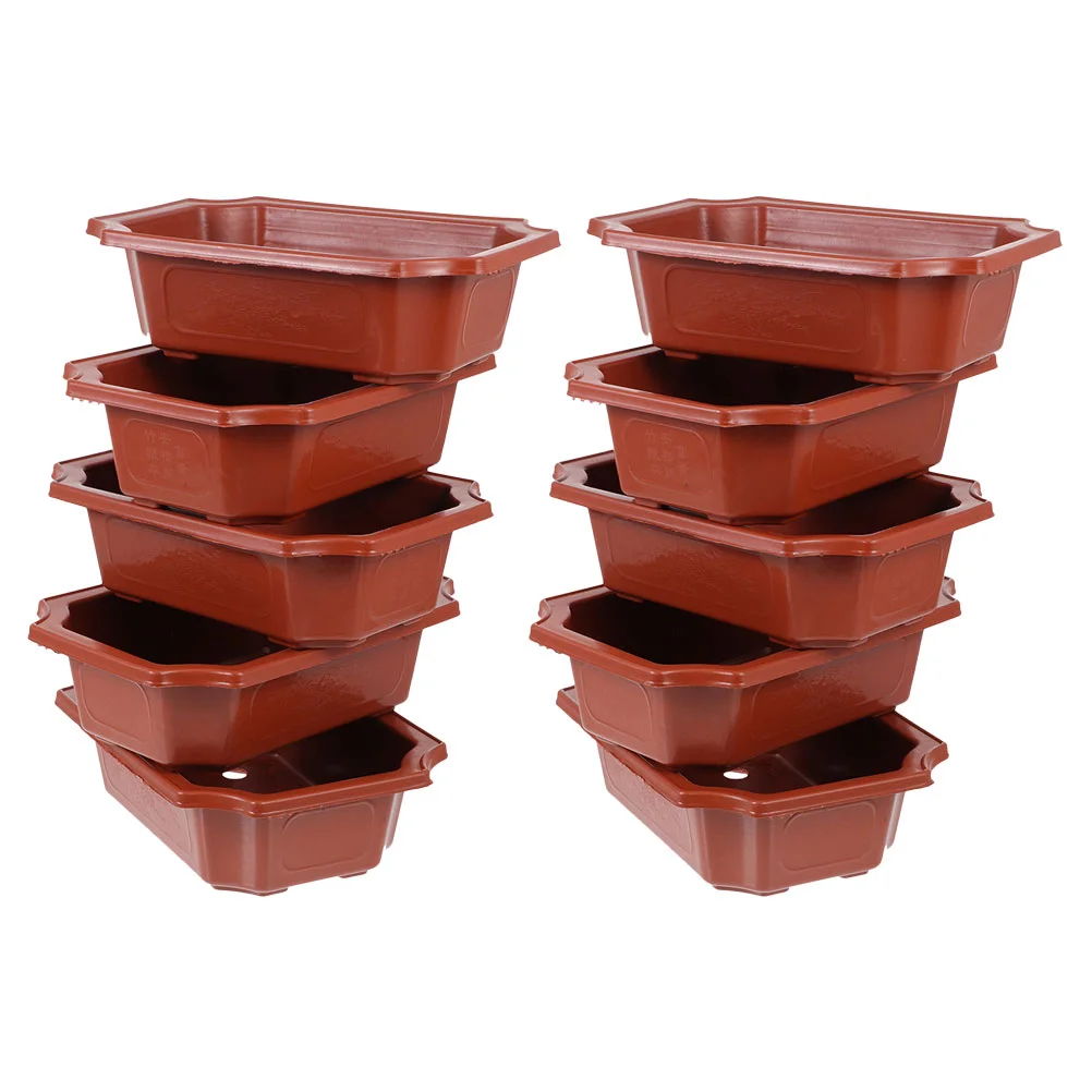 

10 Pcs Houseplants Flowerpot Planting Container Household Red Home Bonsai Indoor Practical Rectangular