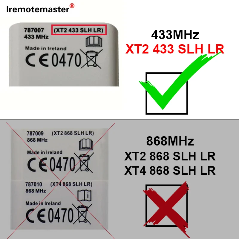 Compatible with XT2 XT4 433.92MHz Rolling Code SLH LR White Garage Door Remote Control Gate Door Openers Hand Transmitter