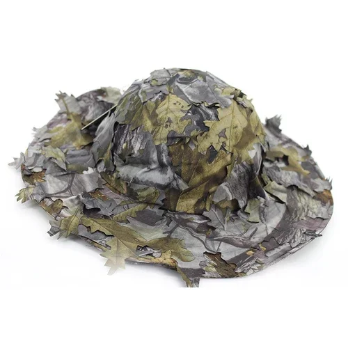 Camouflage Outdoor Tactical Cap with 3D Bionic Leaf Green Camo Hunting Hat Hidden Jungle Sniper Hat Sun Protection Cap