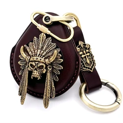 Remote Key Genuine Leather Case Fob Cover For Harley Davidson 883 X48 1200 Street Glide Motorcycles Keychains Brass