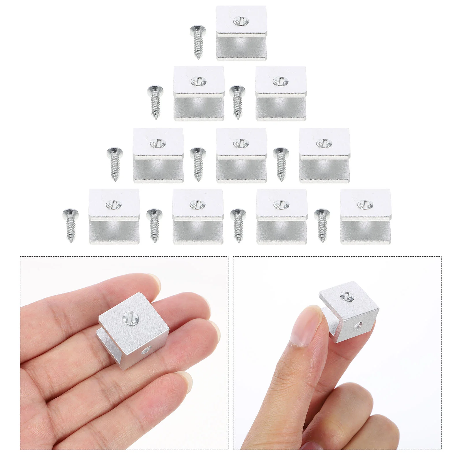 

10 Pcs Appliance Cord Wrap Glass Sandwich Plate Support Corner Shelf Wall Mounted Clamps Silver Space Aluminum Rack