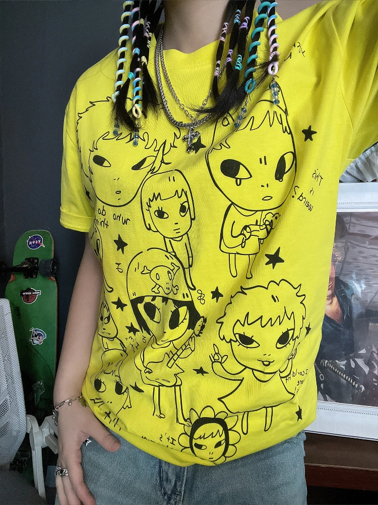 

Hand-Dn Cool ort Sve T-irt 260G Heavyweight ex Youthful Summer Faion Loose Fit round Ne oulder-Brued Sle