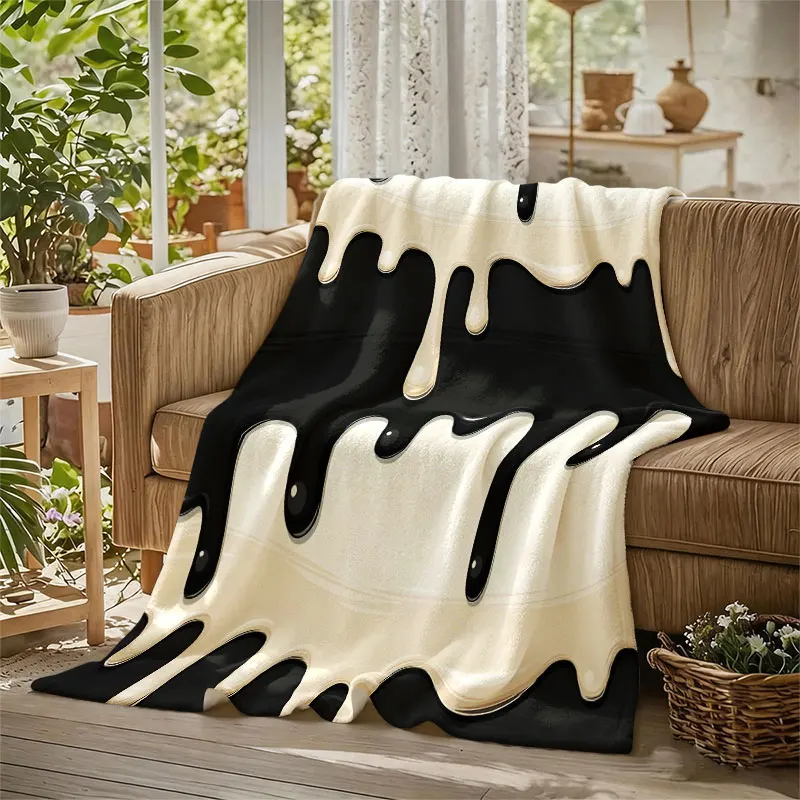 Dripping Paint Flannel Blanket Warm Soft Halloween Christmas Decorative Couch Warm Cozy All-Season Gift