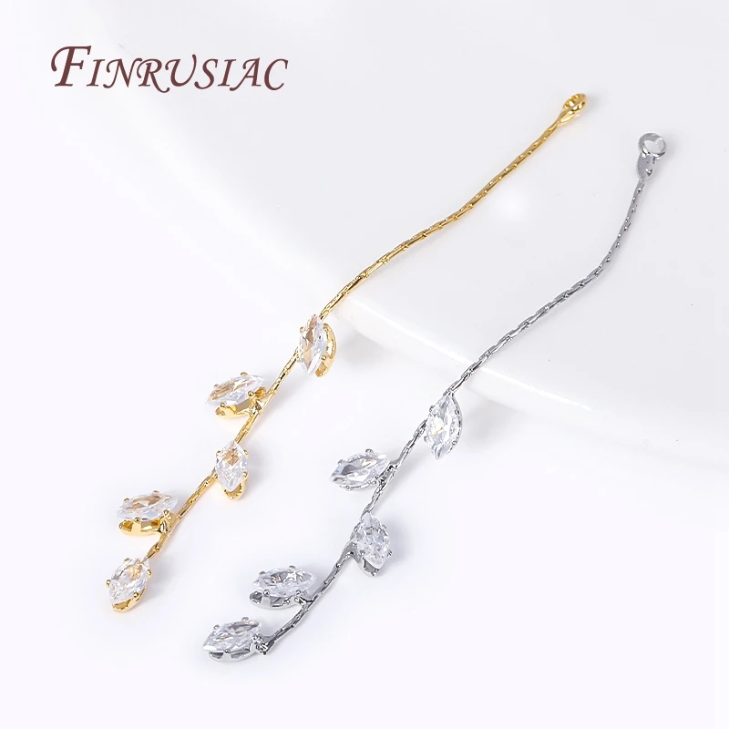 Wholesale DIY Earring Accessories 18K Gold Plated Delicate Cubic Zirconia Long Tassel Charms For Women Earrings Making Jewelry