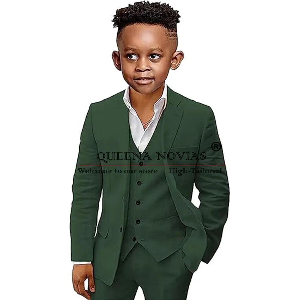 Abiti da ragazzo in lino bianco per matrimonio 2 bottoni giacca gilet pantaloni 3 pezzi Fromal Party Kids Tuxedos Traje De Vestir Para nijos